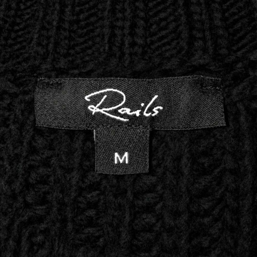 Rails Dhalia Black Eyelet Puff Sleeve BCI Cotton Blend Chunky Knit Sweater M - Picture 4 of 8